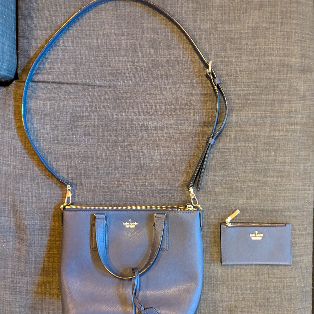 Matching Blue Kate Spade Crossbody Purse and Wallet Set